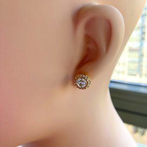 Swarovski Angelic Stud Earrings Round Cut.  White, Gold-tone plated.